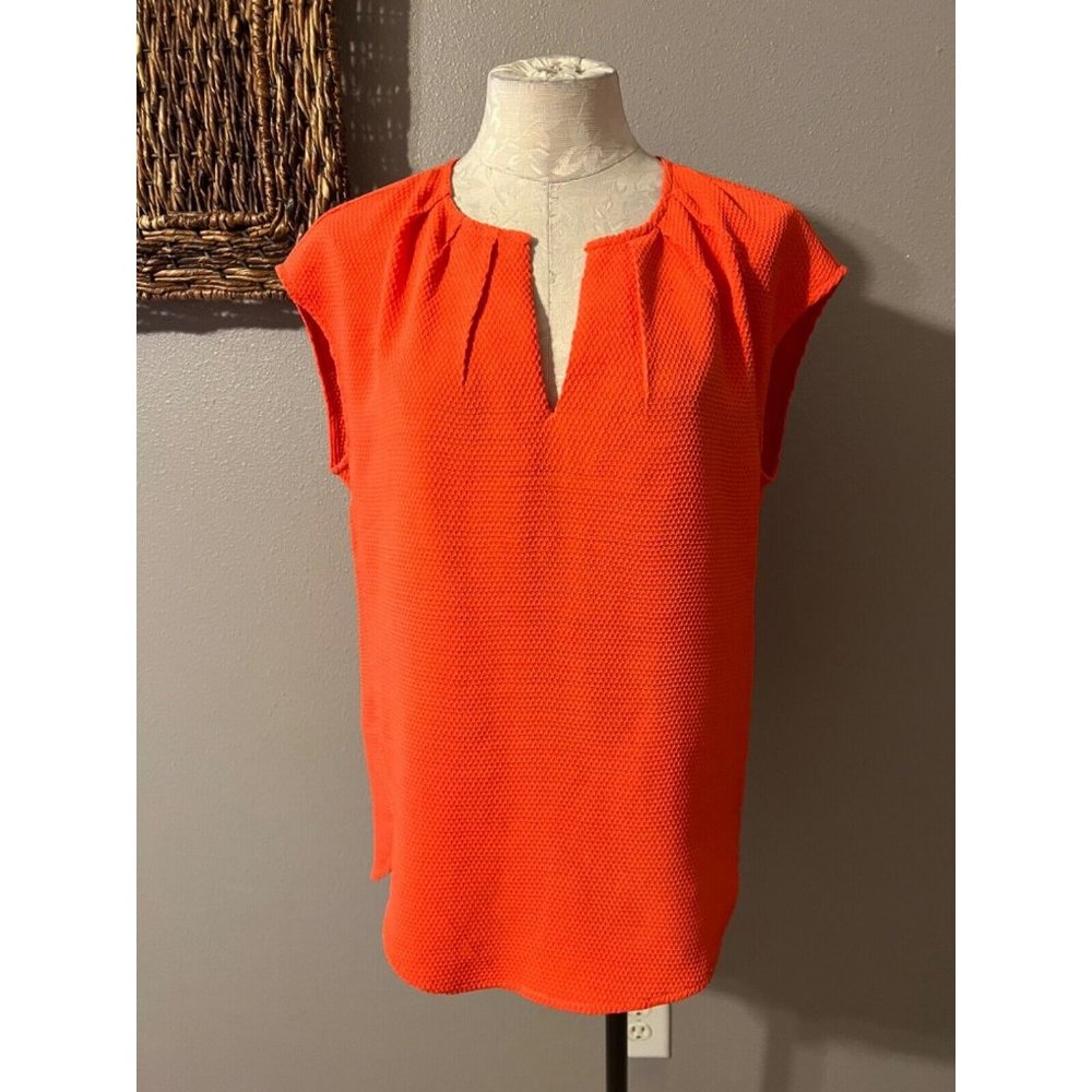 J CREW Top Titans Orange Textured Shirt 8 Stretch